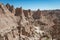 Layered Rock formations, steep Canyons and towering Spires of Badlands National Park in South Dakota.USA