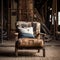 Layered And Textured Armchair In Abandoned Industrial Space