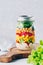 Layering salad in a glass jar
