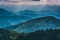 Layers of the Blue Ridge Mountains seen from Cowee Mountains Overlook on the Blue Ridge Parkway in North Carolina.