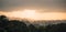 Layers of Panorama Taipei cityscape and mountains with sunlight when the sun going down that view from Xiangshan Elephant Mountain