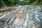 Layers of sedimentary sandstone rock