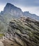 Layers of sedimentary sandstone rock.