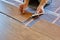 Laying laminate covering on heat-insulated floor