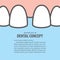 Layout closeup diastema upper teeth illustration vector on blue