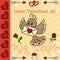 Layout design colored postcards in the style of childrens Doodle on the theme of Valentines day the bird flies with an envelope in