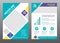 Layout flyer template size A4 cover page diamond square blue purple yellow tone Vector design