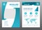 Layout flyer template size A4 cover page ribbon Turquoise tone Vector design