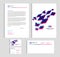 Layout template size A4 cover, page business card and letter -blue and pink Abstract 3D Vector set design