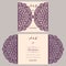 Lazercut vector wedding invitation template. Wedding invitation envelope for laser cutting. Lace gate folds.Lazer cut