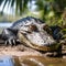 Lazy Afternoon: A Majestic Crocodile Basking in the Sun