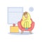 Lazy Apathetic Young Man Wrapped in a Blanket Sitting in Armchair Vector Illustration