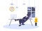 Lazy businessman resting sitting on chair at workplace. Vector illustration flat digital design style of person working late.