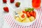 Lazy dumplings with cottage cheese and fresh strawberries in the