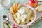 Lazy dumplings of cottage cheese with sour cream and apples