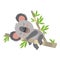 Lazy Koala Sleeping On A Branch Cartoon Vector Illustration. Animal Of Australia.