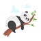 Lazy panda bear sleeping on tree branch illustration