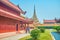 Lazy walk on the courtyard of the Royal Palace in Mandalay, Myanmar