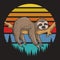 Lazzy Sloth Retro sunset vector illustration