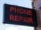 LCD phone repair sign on exterior of building Liverpool March 2020