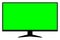 Lcd tv green screen for display mock-up, tv lcd wide with green screen isolated on white, blank screen display flat television