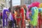 LE MANS, FRANCE - APRIL 22, 2017: Festival Evropa Europe jazz The caribbean women in costumes in downtown