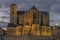 Le Mans, France - February 15, 2016. Le Mans Cathedral of St-Julian in evening lights