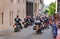 LE MANS, FRANCE - JUNE 13, 2014: Bikers at a parade of pilots racing