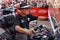 LE MANS, FRANCE - JUNE 13, 2014:Parade of pilots racing.Old men on motorcycle