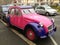 LE MANS, FRANCE - MARCH 08, 2017: Rose oltimer Citroen car stands parked on the street