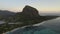 Le Morne Brabant peninsula with mountain, aerial Mauritius