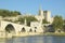Le Pont St. Benezet and Palace of the Popes and Rhone River, Avignon, France