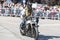 LE TRAIT, SEINE MARITIME, NORMANDY, FRANCE - SEPEMBER 01, 2018. Moto-show in central square of city. Tricks on ATV stuntmen, Stunt