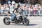 LE TRAIT, SEINE MARITIME, NORMANDY, FRANCE - SEPEMBER 01, 2018. Moto-show in central square of city. Tricks on ATV stuntmen, Stunt