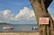 Le Vauclin, France - november 13 2015 : the beach forbidden for nudist wrote on a sign