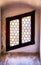 Lead glass decorative window in wooden frame