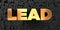 Lead - Gold text on black background - 3D rendered royalty free stock picture