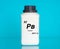 Lead Pb chemical element in a laboratory plastic container