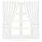 Lead pencil graphic window with curtains