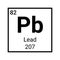 Lead periodic element chemical icon formula. Lead symbol mendeleev table element