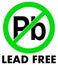 Lead Plumbum free icon. Letters Pb in green crossed circle