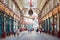 Leadenhall covered market interior, people walking in London