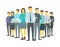 Leader boss director team company business group people stand of office clerks. Training finance stock illustration