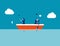 Leader and employee conflict. Concept business direction vector illustration, Boat, Direction, Problem