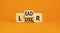 Leader or loser symbol. Concept word Leader Loser on wooden cubes. Beautiful orange table orange background. Business and leader