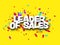 Leader of sales sign over colorful ribbon confetti on yellow background
