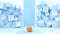 Leadership Business Concept and Ideas Competitions box Random and Orange circular shapes futuristic on blue background