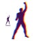 Leadership concept. Standing Man. Human with arm up. Silhouette for sport championship.