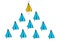 Leadership concept with Yellow paper plane leading among Blue paper planes on White background