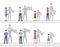 Leadership flat vector illustration. Happy people with superhero shadow, confident men, women and kids cartoon